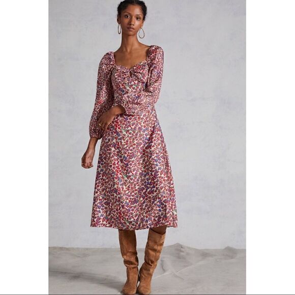 Anthropologie Dresses & Skirts - NEW Anthropologie Sachin & Babi Floral Cut-Out Bow-Back Puff Midi Dress Size 2